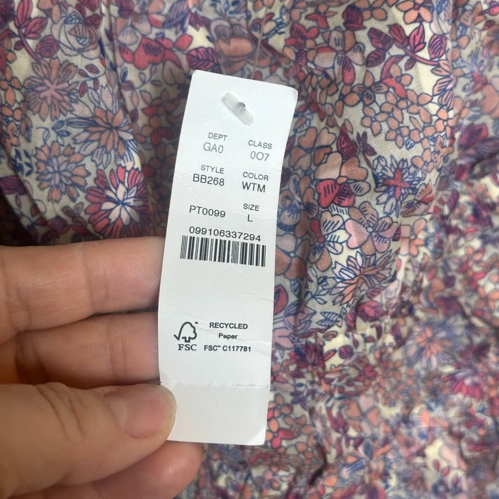 NEW J.Crew x Liberty Cotton Micro Floral Cinch Waist Puff Sleeve Crop Top, L